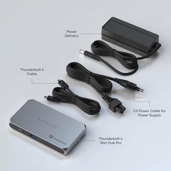 Station Thunderbolt 4 - SATECHI - Slim Pro - Opladning USB-C 96W - Video output 8K - 4 Thunderbolt 4 porte