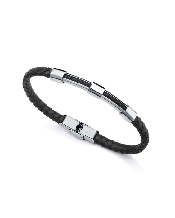 Armband - Viceroy Beat 14057P01010 - Stål - Svart läder - 21,5 cm