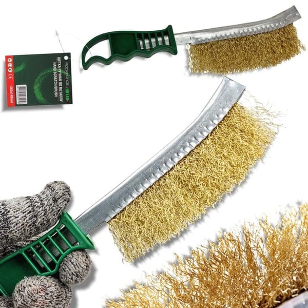 Metallborste - ROCKFORCE - 260 mm - Borst i mässing - Ergonomiskt handtag - Stålrygg
