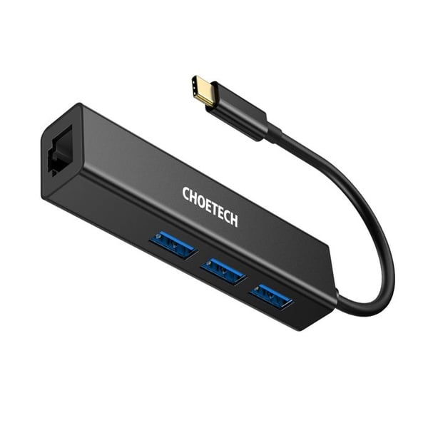 Hub Usb-c Med 3 Usb-portar Och En Adapter För Ethernet
