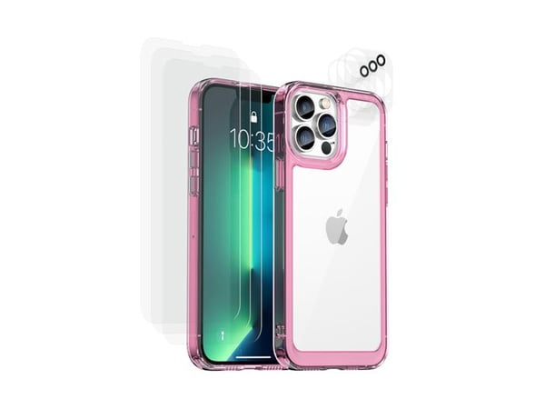 Skal för iPhone 13 Pro - AVIZAR - Rosa - 360° Skydd - 6 Härdat Glas - Stötresistent