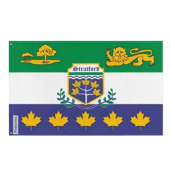 Stratford Flagga – 90 x 150 cm – Resistenta Polyester – 2 Metall Öglor – Inomhus / Utomhus – Pixelforma