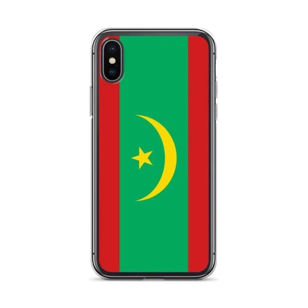 Telefonfodral – Mauretanias flagga – Kompatibel med iPhone XS Max – Flexibelt fodral – Slitstarkt och stötresistent – Silikon – Pixelforma