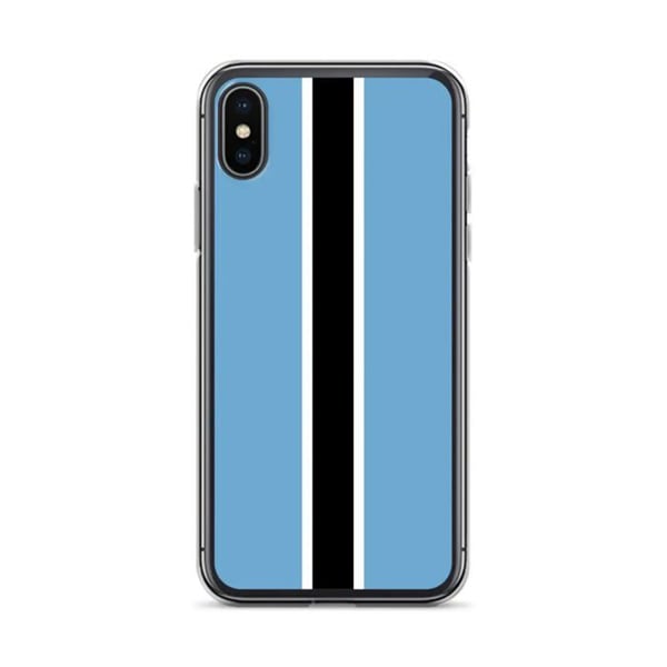 Mobilskal – Botswanaflagga – Kompatibel med iPhone X – Mjuk skyddsfodral – Slitstark och stöttålig – Silikon – Pixelforma