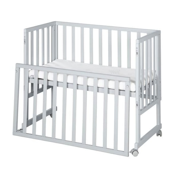 ROBA Spädbarnssäng Cododo 3-i-1 Justerbar "safe asleep®" 90 x 45 cm + Madrass + Avskiljare och 4 Hjul med Broms - Lackat Trä Taupe