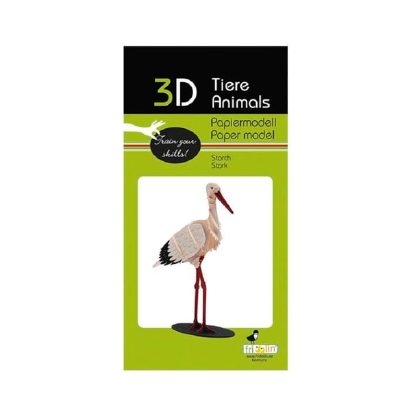 Pappers 3D-modell - Fridolin - Stork - 9x14x4 cm - Kreativ aktivitet - Från 8 år