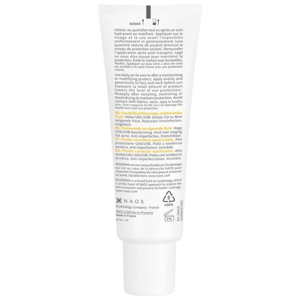 BIODERMA - Solbeskyttelse SPF30 + Til Fedtet og Akne-udsat Hud 40 ml