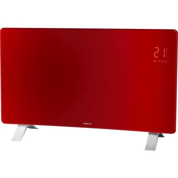 Intelligent Wi-Fi-radiator i glas - SENCOR - SCF 4742RD - 2400 W - 2 niveauer - Termostat - Rød
