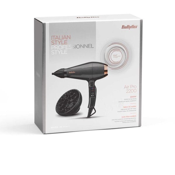 Hårtork - BaByliss - 6719DE Air Pro 2200 - Prestanda, professionell kvalitet, glans - Tillverkad i Italien