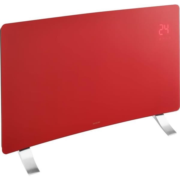 Intelligent Wi-Fi-radiator i glas - SENCOR - SCF 4742RD - 2400 W - 2 niveauer - Termostat - Rød