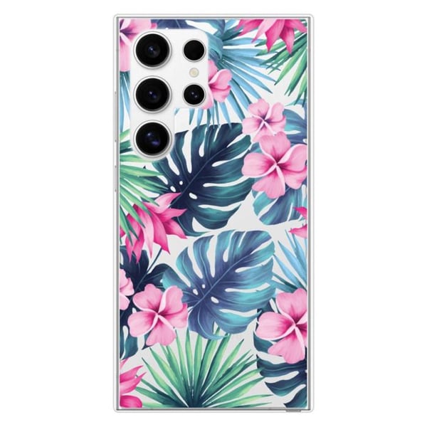 Coque i förstärkt silikontryck kompatibel med Samsung Galaxy S24 Ultra Tropical Aquarelle