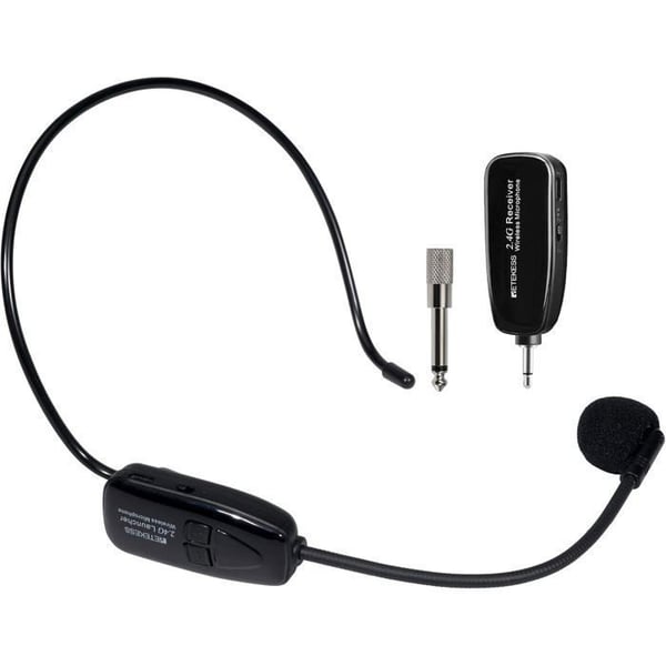 Retekess TT123 Trådlöst Mikrofonheadset, 2.4G, PA-system, Mikrofonförstärkning, Uppladdningsbart, för Fitnesskurser