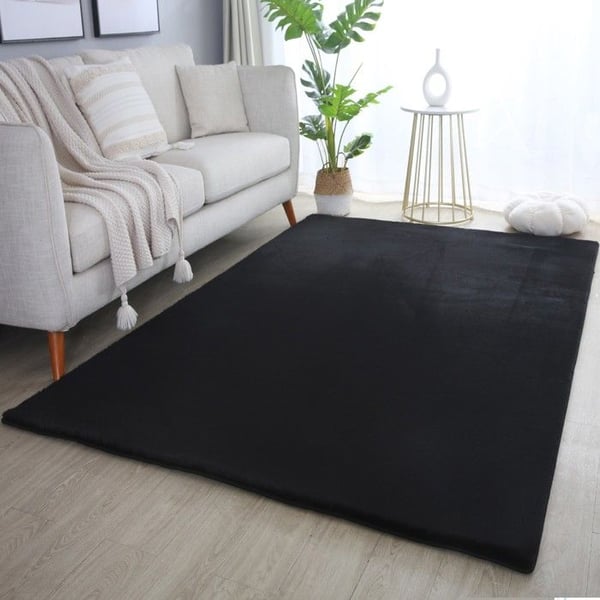 Matta - AYYILDIZ - Svart - 80x250 cm - Långt hår - Baksida i bomull - Shaggy