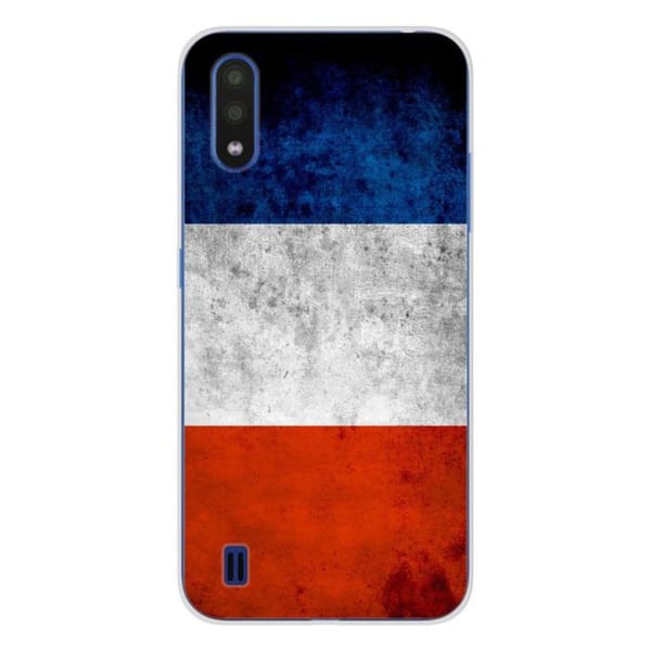 1001Coques - Silikonfodral kompatibelt med Samsung Galaxy A01 - Mönster franska flaggan - Originaldesign tryckt i Frankrike