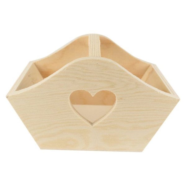MégaCréa DIY - Trä korg med hjärtutskärning 15 x 10 x 9,5 cm