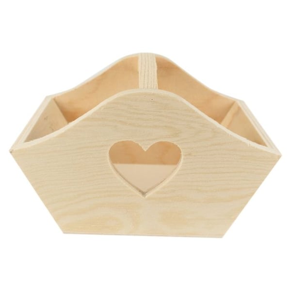 MégaCréa DIY - Trä korg med hjärtutskärning 15 x 10 x 9,5 cm