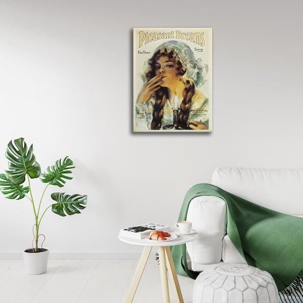 Legendarte - Vintage Pleasant Dreams Musikomslag - Målning, Canvastryck cm. 50x70