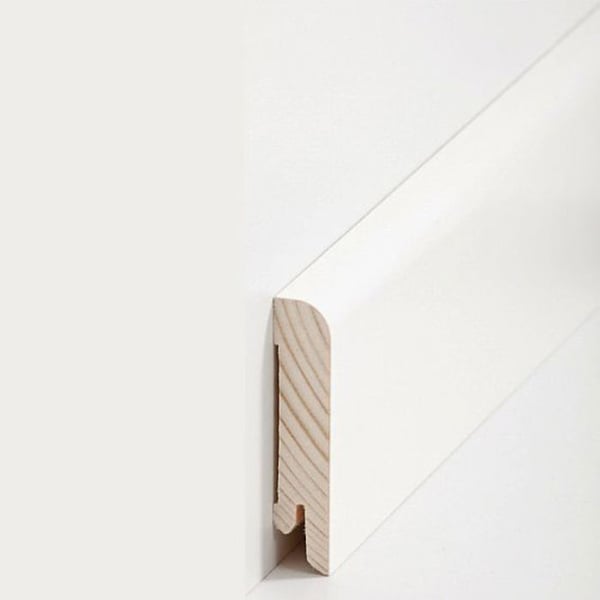 PROVISTON Fanerad träsockel 15 x 70 x 2500 mm Vit 25 meter | 10 stycken