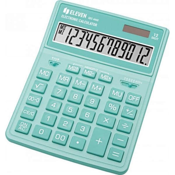 Kalkylator - ELEVEN - SDC-444XRGNE - Grön skärm - 12 siffror - Kontor