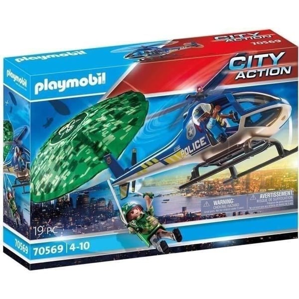 PLAYMOBIL 70569 Polishelikopter och fallskärmshoppare, City Action, Poliser, Från 4 år