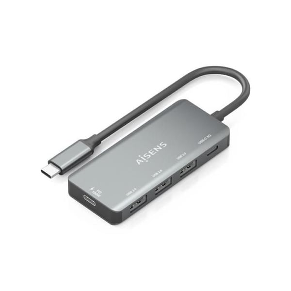 USB-hub - AISENS - A109-0945 - 1xUSB-C PD 100W - 1xUSB-C USB3.0 - 3xUSB-A USB2.0 - Grå