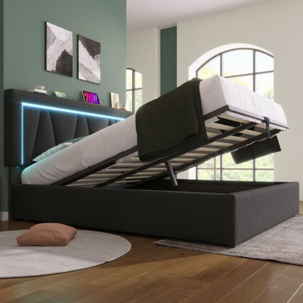Lyst LED - MUVOE - 160x200 - Justerbar hovedgærde - Indbygget USB-port - Tilpasseligt LED-belysning