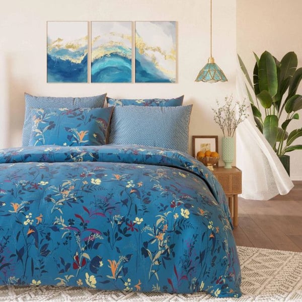 Överdrag "Dubbeltryck" av kammad percale bomull 80 trådar/cm² för säng 140 till 160 - Set Léa