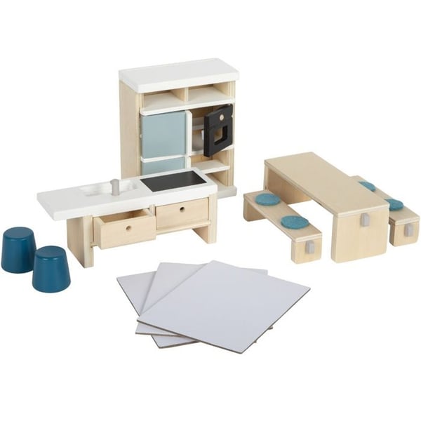 Dockhusmöbler - Liten fotsällskap - Kök - 11 stycken - Beige - Att montera själv