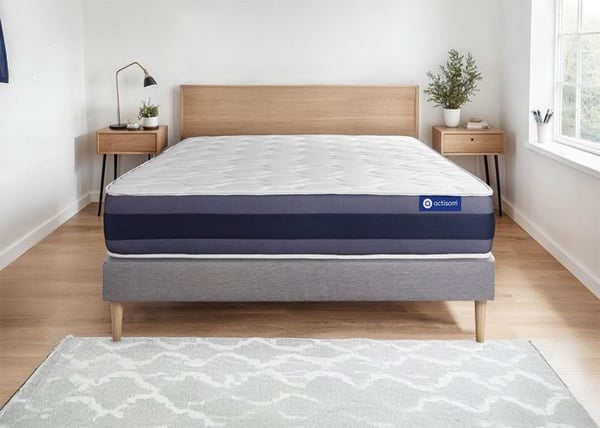Madrass- och boxspringset 135x190 cm - Actilatex Morpho - Grå boxspringkit