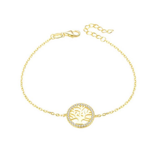Armband i silverpläterat guld med livets träd AGB485/20-GOLD