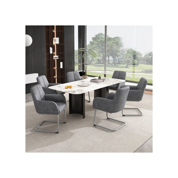 Matstol - MUVOE - Set om 6 - Mikrofiberläder - Stålben - Ergonomisk komfort