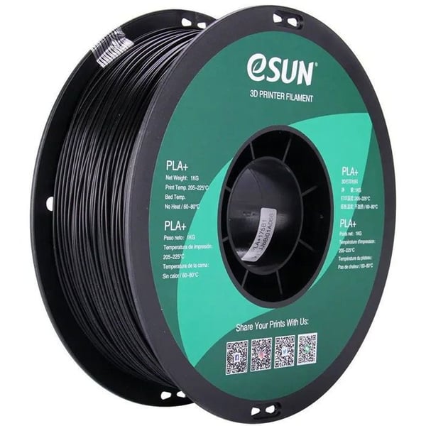 Filament PLA - ESUN - 1kg - Svart - 1,75 mm - Utskriftstemperatur 225 °C