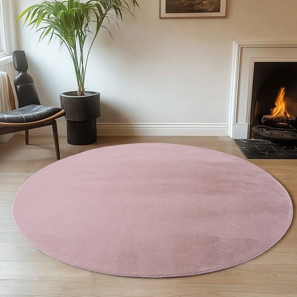 Rund matta - MELIS HOME - Rosa - 120X160 cm - Tvättbar - Antislip - Mjuk Rund matta - MELIS HOME - Rosa - 120X160 cm - Tvättbar - Antislip - Mjuk