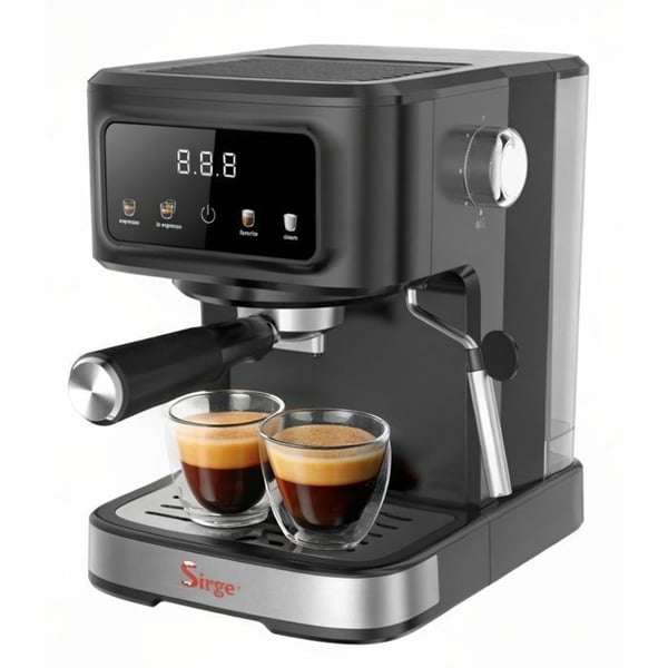 Sirge GRANBAR Digital touchscreen espressomaskin och cappuccinomaskin, 20 bar, 1100 W, 1.25 L, Svart