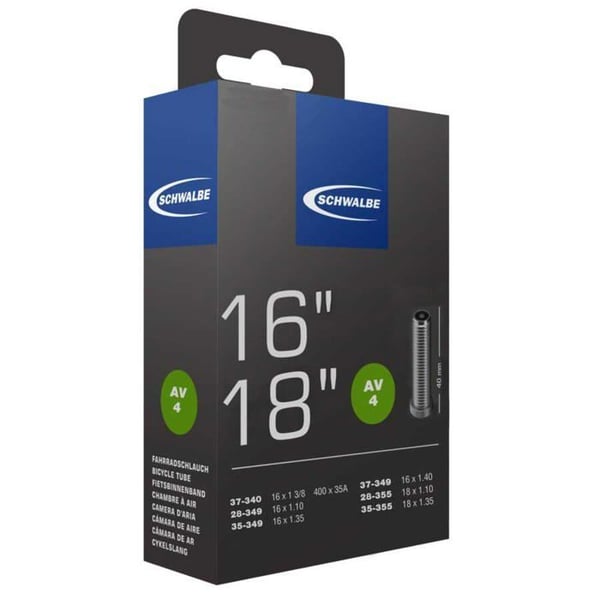 Cykelslang - Schwalbe - 16/18 tum - Överlägsen luftbehållning - Ventil SCV 40 mm - Butyl - 85 g