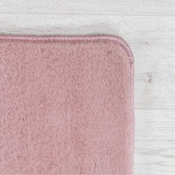 Rund matta - MELIS HOME - Rosa - 120X160 cm - Tvättbar - Antislip - Mjuk