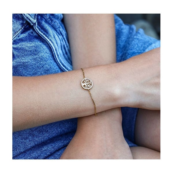 Armband i silverpläterat guld med livets träd AGB485/20-GOLD