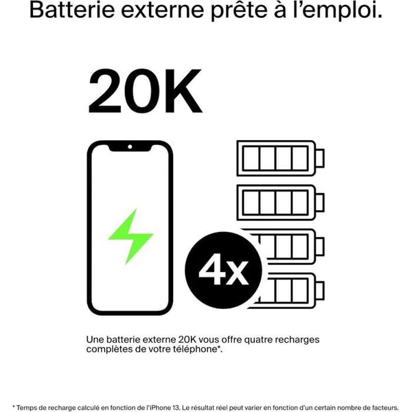 Extern batteri - BELKIN - 20 000 mAh - USB-A & USB-C - 15 W - Svart