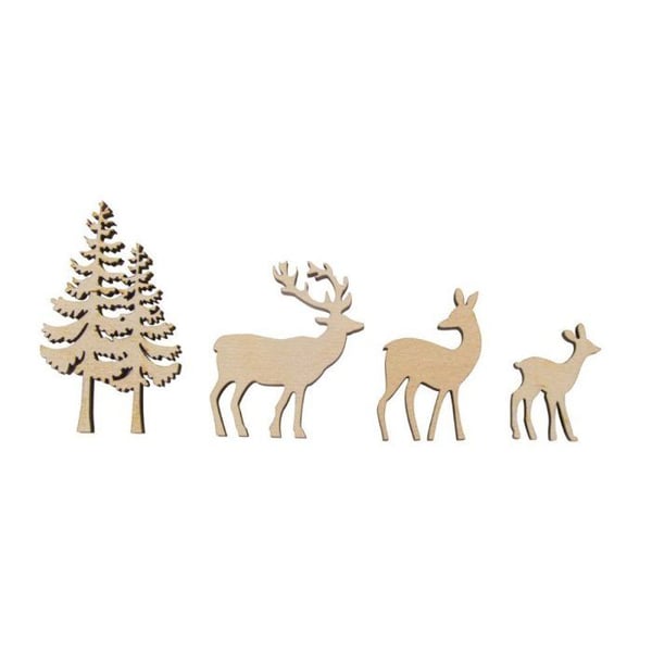 Dekor i spridande trä Träd / Sika, FSCMixC , natur, i 4 delar, 4 - 8cm tjocklek 5mm, Låda 1kit
