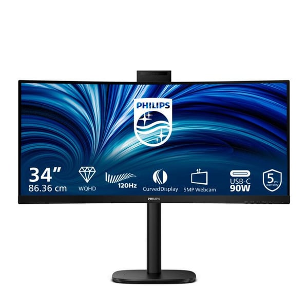 Philips Monitor PC 34B2U3600CH 34 Tum UWQHD Webbkamerakvm USB-C Svart