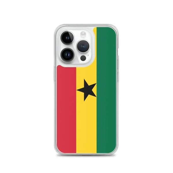 Telefonfodral – Ghana flagga – Kompatibel med iPhone 14 Pro – Mjuk fodral – Slitstark och stötresistent – Silikon – Pixelforma