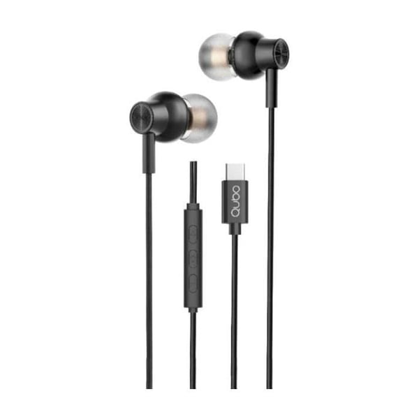 In-ear hörlurar med mikrofon - Qubo - AU-300C - USB-C - Svart - Volymkontroll - Inbyggd mikrofon