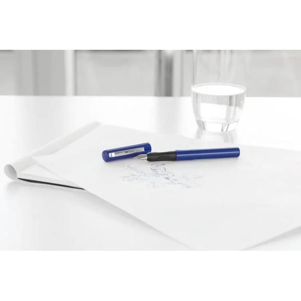 Fjerpen - FABER CASTELL - Skole+ - Blå - 6 Patroner - Spids i Rustfrit Stål