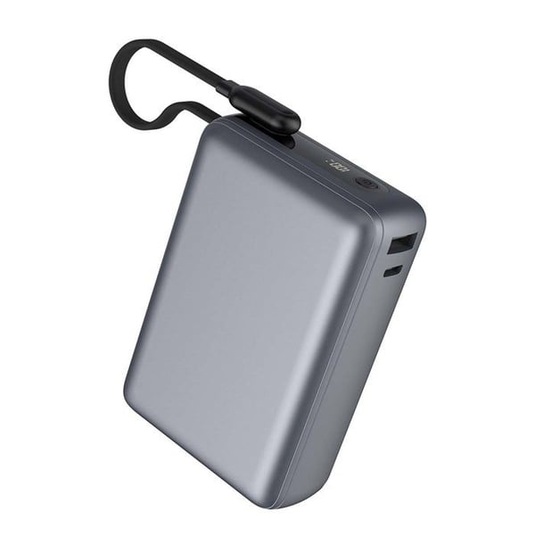 Power Bank - FORCE POWER - 20000mAh - 40W PD/QC - USB-A & USB-C - Inbyggd USB-C-kabel