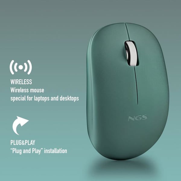 Trådlös optisk mus - NGS - FOG PRO GREEN - 1000 DPI - Tysta knappar - Grön färg