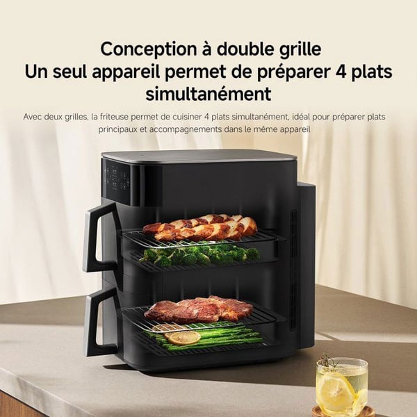 XIAOMI Air Fryer 12L - Dubbelzons oljefri friterare - 40 till 230 °C - 14 förinställda lägen - Smart programmering - 2800W