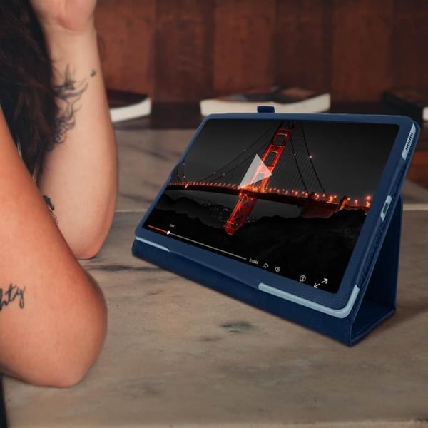 Etui - AVIZAR - Galaxy Tab S6 Lite - Ekokvalitet Soft Touch - Video Stöd - Blå 10,5 tum