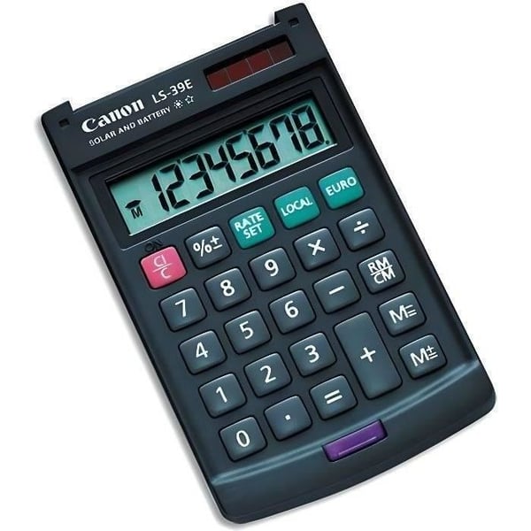 CANON Fickräknare LS-39E - 8 siffror - Solpanel, batteri - Mörkgrå