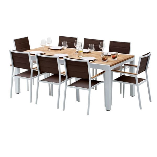 Trädgårdsmöbler Set Bali T 8 / 12 + F 8 White Teak Wilsa Garden