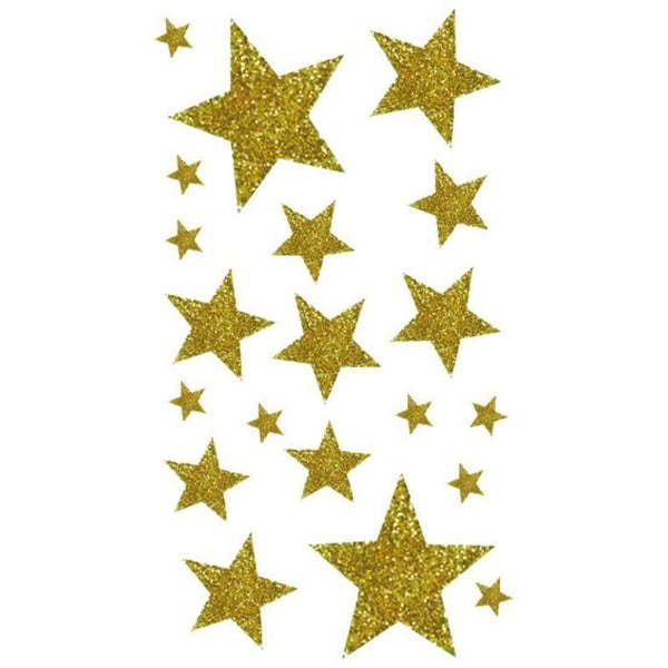 MégaCréa DIY - Klistermärken stjärna Guld glittrig 1 till 5 cm 20 stycken